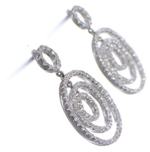 Authentic Sterling Silver Cubic Zirconia Post Dangle Earrings DS55190